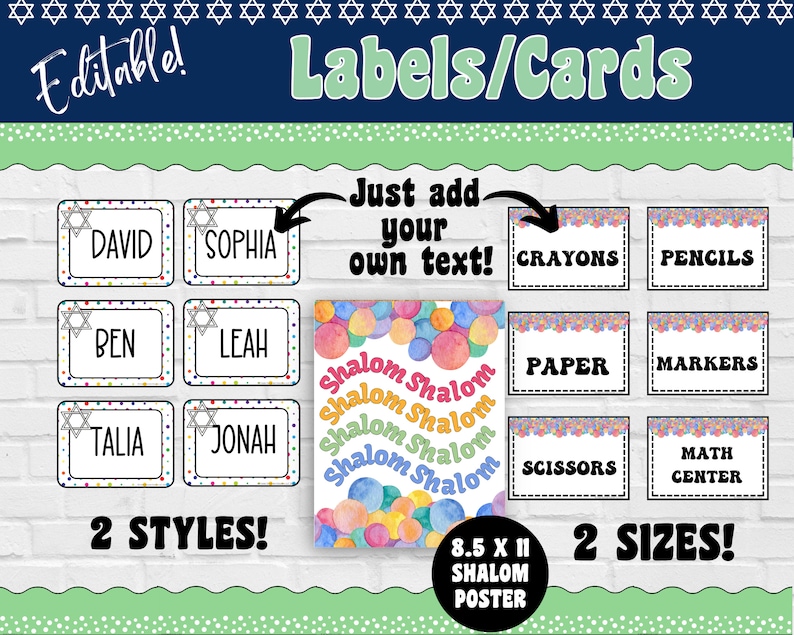 Jewish Classroom Decor | Judaica Wall Art | Bulletin Board | Jewish ...