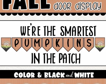 Bacheca "Le zucche più intelligenti nella patch" / Decorazioni autunnali per le aule di ottobre / Espositore autunnale per porte per insegnanti / Zucche stampabili