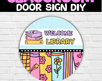 Classroom Library Decorations-Welcome to the Library Media Specialist Door Sign | Customizable Library Door Sign | Librarian Name Sign