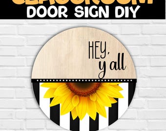 Sunflower Classroom Theme | Name Signs for Teachers | Editable Welcome Sign | Classroom Door Hanger | DIY Classroom Decorations | Printable