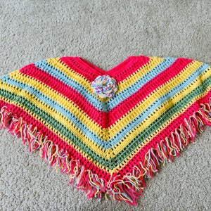 Handmade Woolen Kids Multicolor Poncho