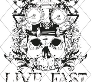 Live Fast Racing Gauge Head Skull