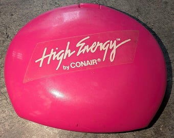 Vintage 1980s Conair High Energy Pink Cosmetic Travel Portable Compact Mirror