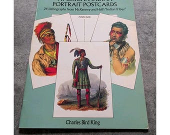 American Indian Tribes Portrait Postcards 24 Lithographs Charles Bird King 1993