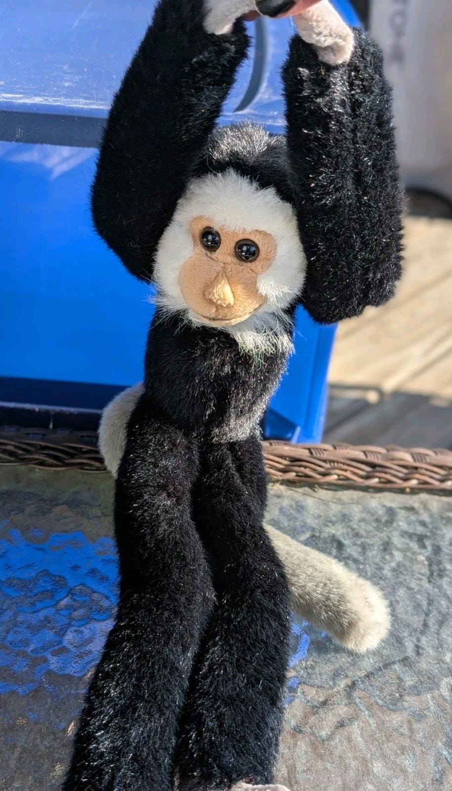 Vintage Wild Republic Hanging Stuffed Animal Plush Black Monkey