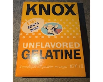 Gelatina sin sabor Knox, 28 g (1 oz). Vintage, nueva, sellada, para cocinar y hornear.