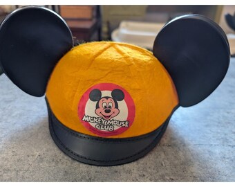 Vintage Disney Musse Pigg Klubb Filt Barnhatt Öron 1960-talet Mouseketeers Guld