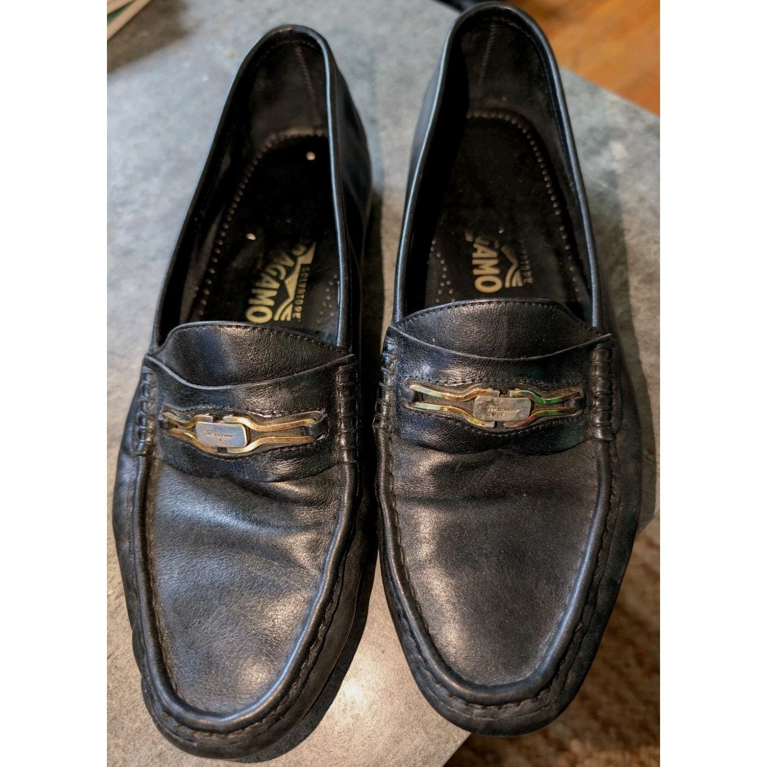 Vtg Salvatore Ferragamo Italian tuxedo shoes men\'s size 12D leather upper & sole Salvatore Ferragamo Black Dress Shoes for Men for Sale - eBay main image 4