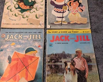 Vintage Jack and Jill Children's Magazine Lot Of 4 1958 1959 Kids Illustrated