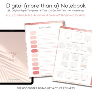 Digital Notebook, Goodnotes, Notability, Digital Journaling, Digital Planner, Fully Customisable, Unique Digital Templates, Hyperlinked Tabs