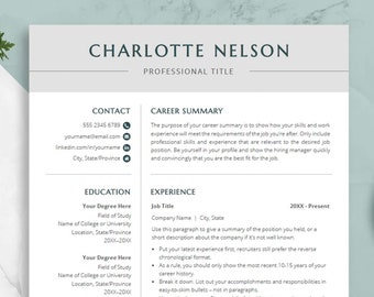 Professional Resume Template for Word | Cover Letter, References (Instant Download)