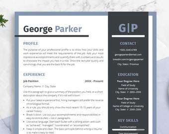 Modern Resume Template for Word | Cover Letter, References (Instant Download)