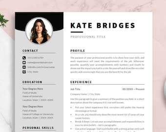 Modern Resume Template Bundle for Word | Cover Letter & References (Instant Download)