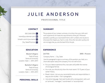 Professional Resume Template for Word | Cover Letter, References (Instant Download)
