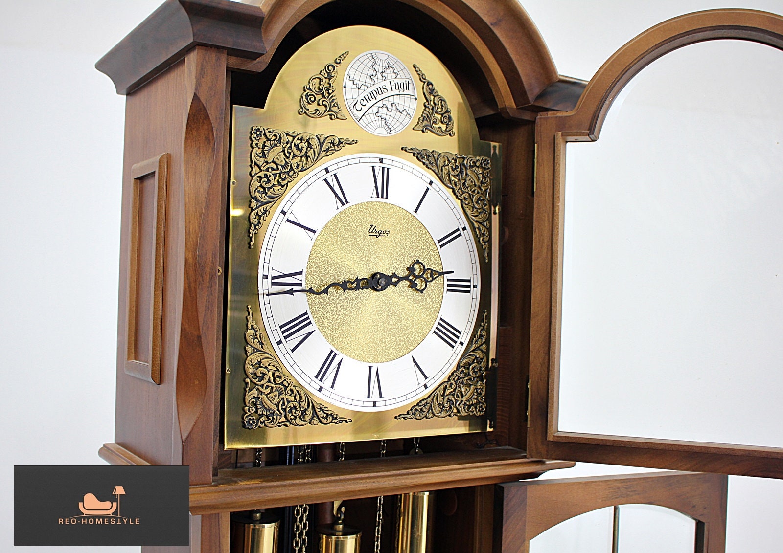 Grandfather Clock Tempus Fugit Schlagwerk Pendulum Antique Baroque