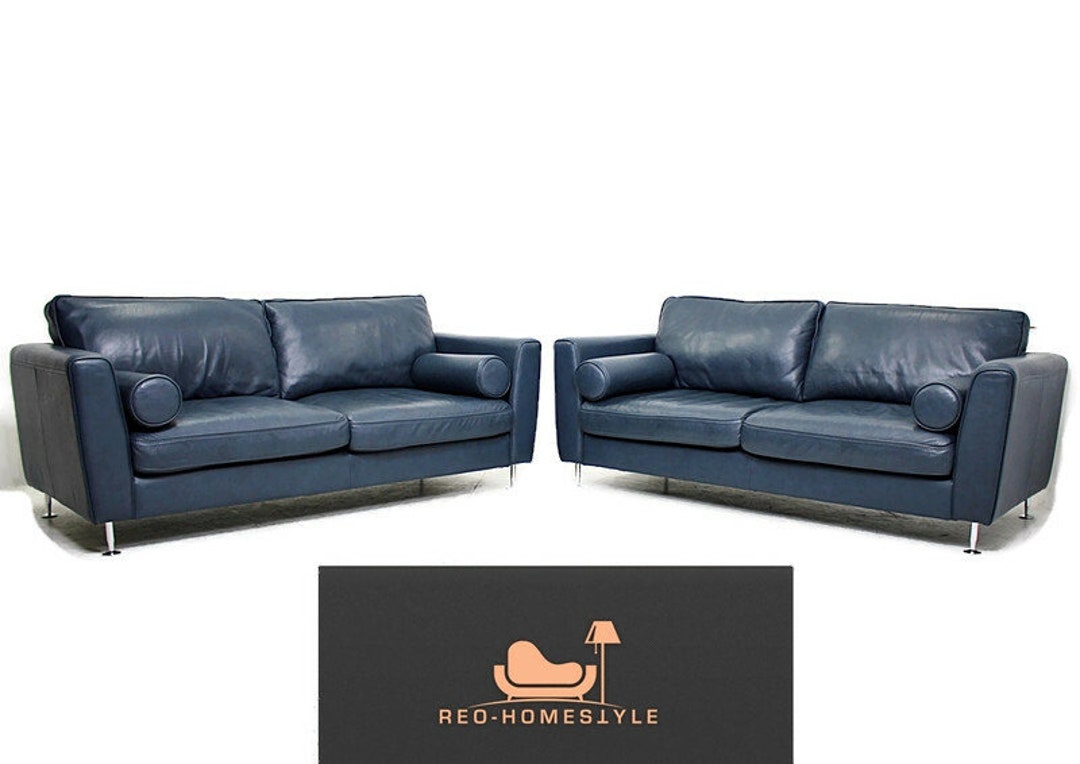 2x Designer Sofa Threeseater Leather Couch Modern Classic Set Etsy