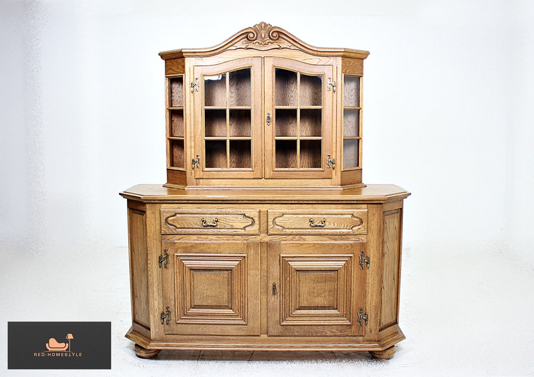 Solid Oak Sideboard Buffet Display Vintage Chippendale Etsy