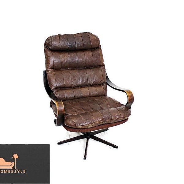 Dänischer Vintage 70er Sessel Lounge Chair Leder Braun Design MID Century 60er Sitzen Sofa