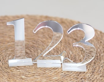 Standing Acrylic Table Numbers | Wedding/Party Table Numbers | Gold/Silver/RoseGold Mirror Stand Alone Table Numbers |