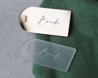 Engraved Acrylic Wedding Place Name Tag: Personalized Calligraphy