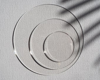 Círculos acrílicos transparentes en blanco: 3 mm de grosor, cortados con láser
