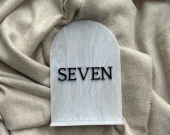 Marble Acrylic Arch Table Numbers: Wedding & Events Decor