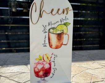 Personalized Acrylic Cocktail Menu: UV Printed Arch Sign
