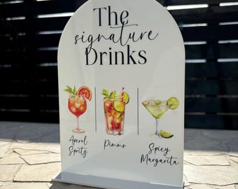 Personalized Acrylic Signature Cocktail Menu: UV Printed Arch
