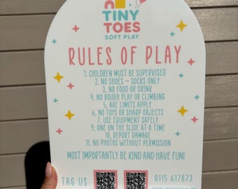 UV Printed Soft Play Rules Sign, Play Centre Safety, A4/A3