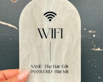 Custom Marble Effect WiFi Password Sign, Acrylic Plaque, A6