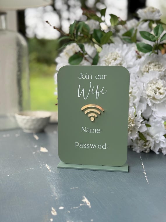Custom WiFi Password Sign, A6 Acrylic WiFi Plaque, Personalised WiFi Network Sign, Guest WiFi Sign for Home, Airbnb, Cafe, Wedding.
