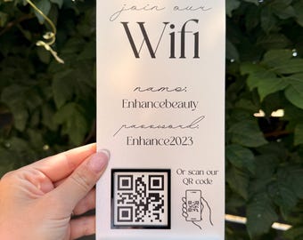 WiFi QR Code Sign, Personalised Acrylic WiFi Sign, Scan for WiFi Plaque, Guest WiFi Sign, Salon Decor