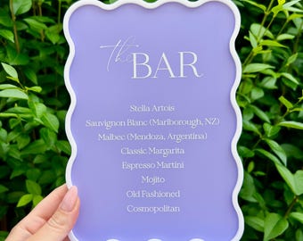 Custom Acrylic Drinks Menu: Wavy Edge UV Printed Bar Sign