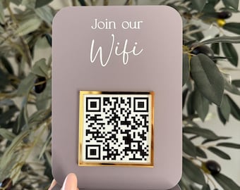 Custom WiFi QR Code Sign, A6 Acrylic WiFi Plaque, Personalised WiFi Network Sign, Guest WiFi Sign for Home, Airbnb, Cafe, Wedding.