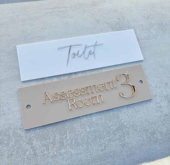 Acrylic Door Sign, Salon Door Plaque & Treatment Room. Personalised Acrylic Door Sign With Holes. Available in various 3mm acrylic.