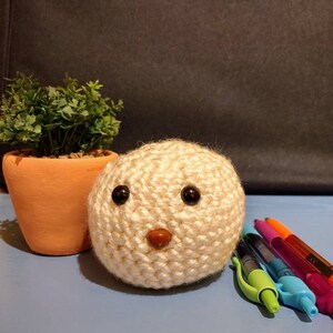 Little Tim desk toy, small crochet plush, stress crochet toy, little round desk toy, crochet ball