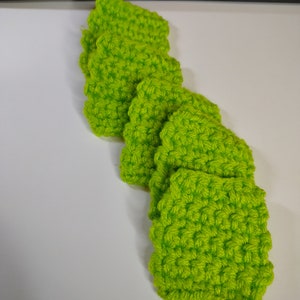 5 mini lime green crochet fidget squares, small travel fidget, subtle quiet fidget toy, quiet fidget toy, soft crochet fidget
