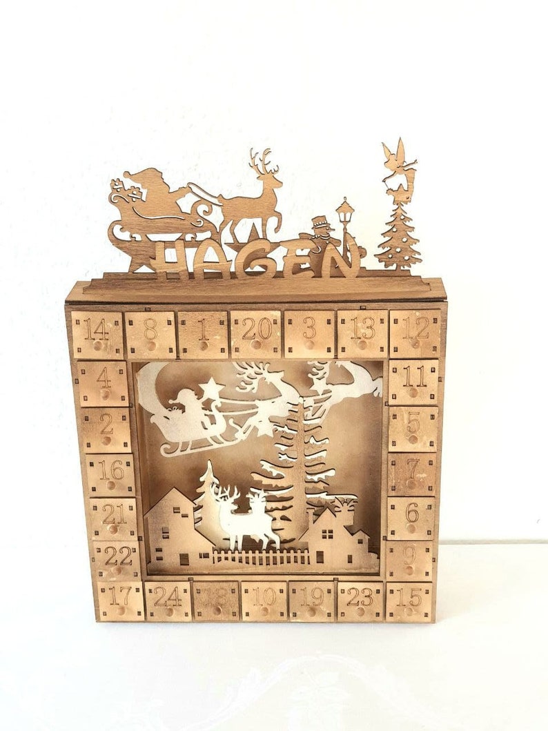 Personalized Wooden Advent Calendar To Fill Yourself Etsy UK