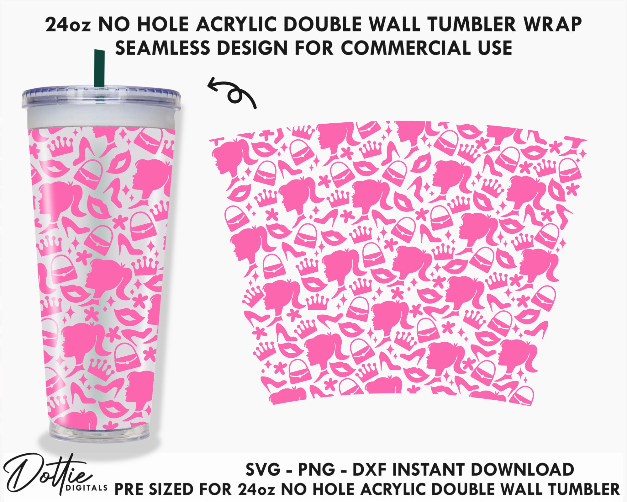 24oz Acrylic, Pink SnowGlobe BARBIE tumbler – SSxCustomCreations