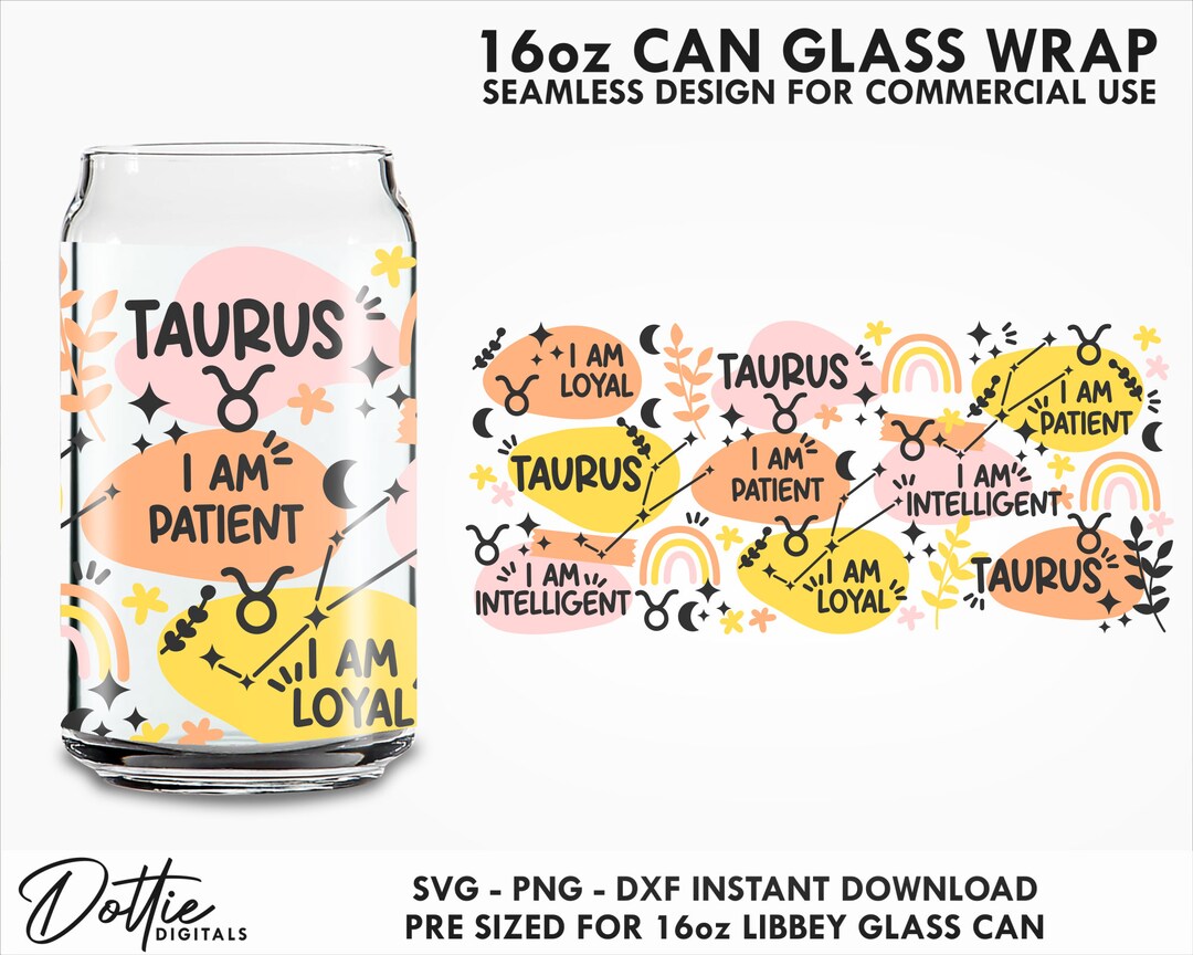 Taurus Affirmations Glass Wrap SVG Zodiac Star Sign Traits Etsy