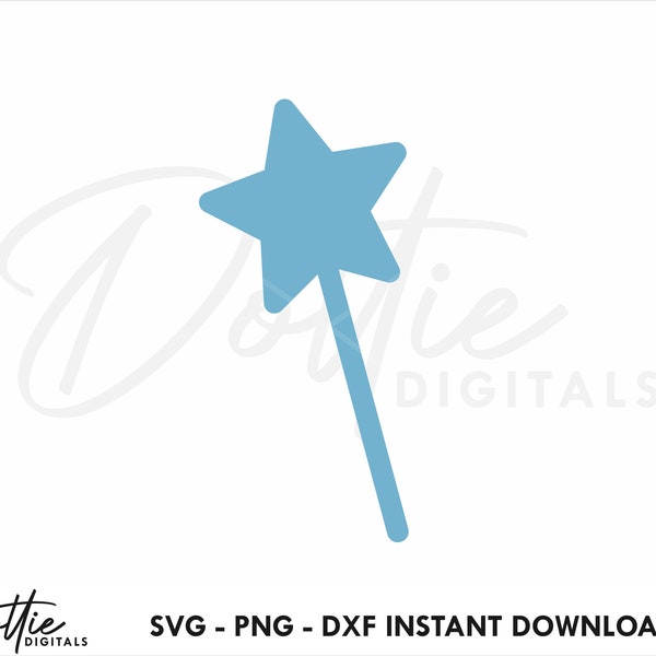 Solid Star Wand SVG PNG DXF Fairytale Star Wand Magic Cutting File Design Sublimation Clip Art Princess Vector Image Graphic Craft File