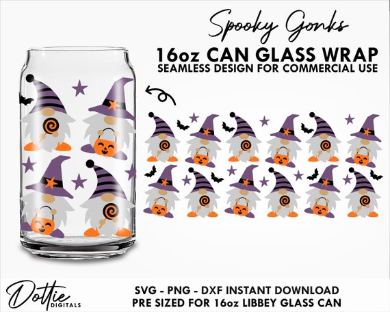 Halloween Gnomes Trick or Treaters Glass Wrap SVG Gnomes 16oz Beer Can Svg PNG DXF Cutting File Sub Business License