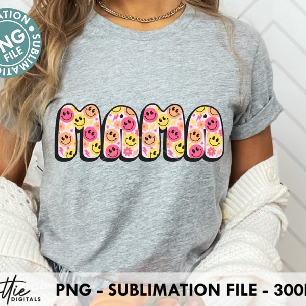 Mama Happy SUBLIMATION PNG - High Quality  300DPI Resolution Print File for Sublimation Or Print - Funky Mom Mother Image Design Tote Bag