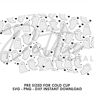 Cute Ghosts Cold Cup SVG PNG DXF Halloween Cutting File 24oz Venti Cup ...