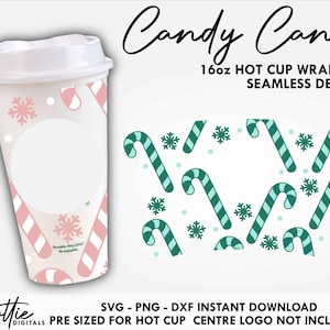 Christmas Candy Canes Sbux Cup SVG Winter Hot Cup Svg PNG DXF Cutting File 16oz Grande Instant Digital Download Coffee