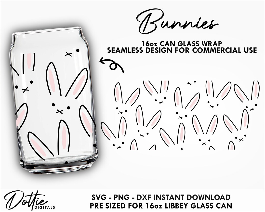 Easter Bunnies Glass Wrap SVG Rabbit Bunny 16oz Can Svg Png DXF Cup ...