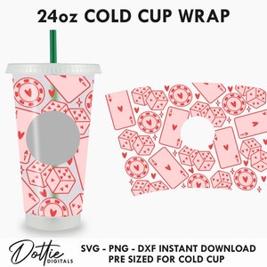 Lucky in Love Sbux Cold Cup SVG PNG DXF Cutting File 24oz - Valentines Venti Cup Instant Digital Download - Coffee Cup Circut Silhouette