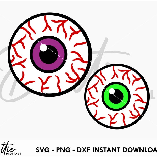 Eyeballs SVG PNG DXF Halloween Spooky Season Cutting File Design - Eyes With Veins Creepy Zombie Craft File