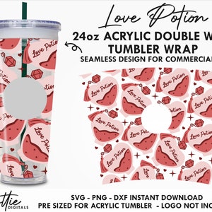 Potion d'amour Sbux 24 oz Acrylique Tumbler SVG PNG DXF Sort Romantique Saint Valentin Double Paroi 24 oz Venti Coupe Snow Globe - Business License