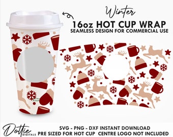 Winter Sbux Cup SVG Christmas Hot Cup Svg PNG DXF Festive Cutting File 16oz Grande Instant Digital Downlod Travel Coffee Circut